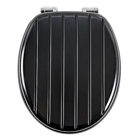SAINOS  WC-Sitz MDF WC-Sitz, Schwarz Uni, Universal-O-Form, Absenkautomatik, Unten