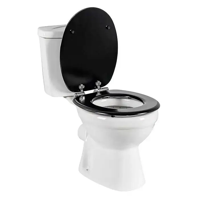SAINOS WC-Sitz MDF WC-Sitz, Schwarz Uni, Universal-O-Form, Absenkautomatik, Unten - MDF, Schwarz, Mit Absenkautomatik