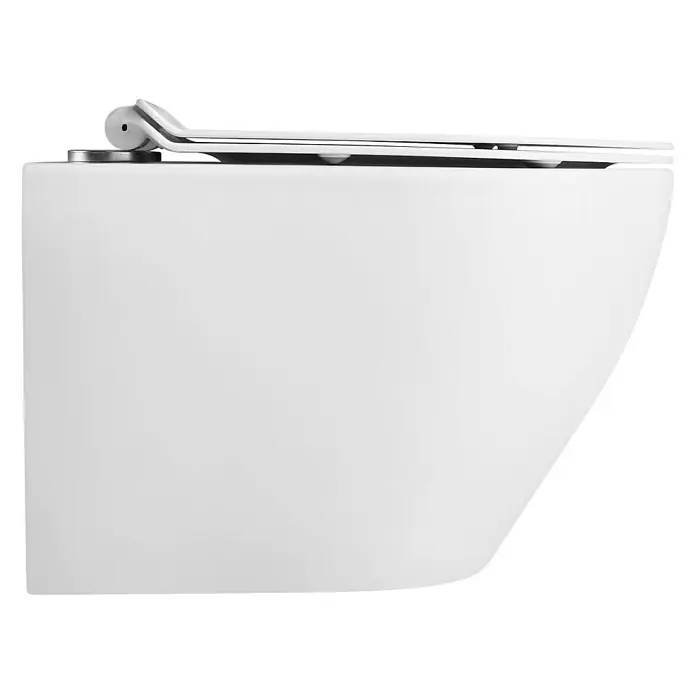 Glasdeals Wand-WC WHR-6051 Raumspar-Wand-WC spülrandlos - Spülrandlos, Ohne Spezialglasur, Weiß