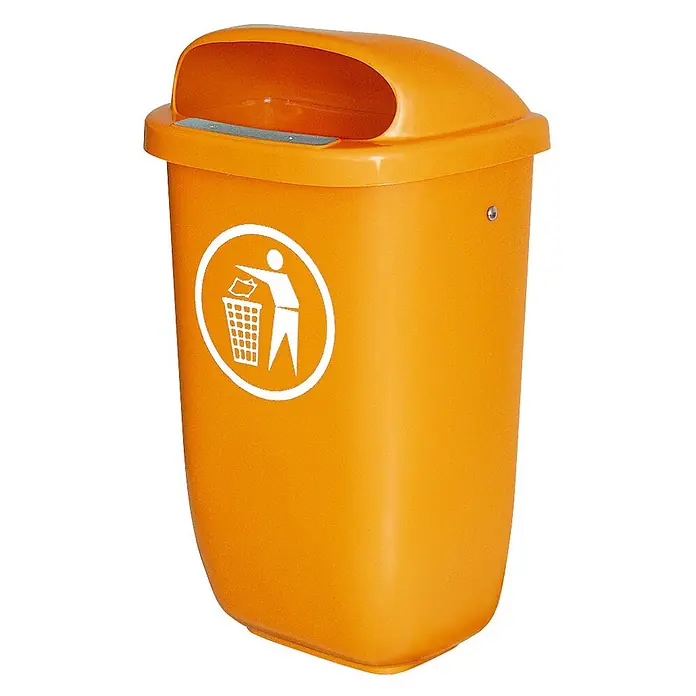 BRB Papierkorb Abfall- Behälter für den Außenbereich, Inhalt 50 Liter, orange - Kunststoff, orange