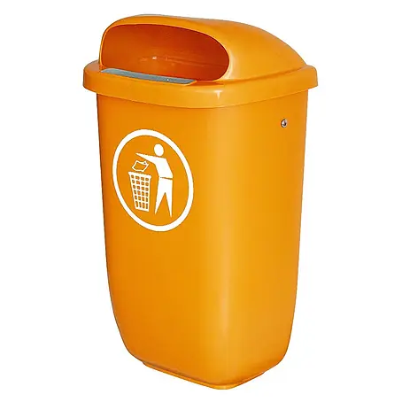BRB  Papierkorb Abfall- Behälter für den Außenbereich, Inhalt 50 Liter, orange