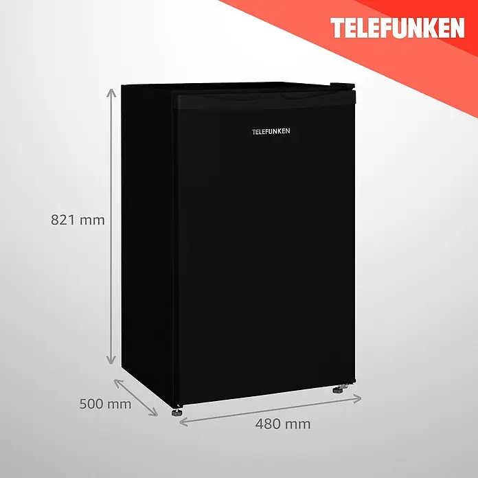 Telefunken Vollraumkühlschrank CF-31-121-B - Nutzinhalt Gesamt: 90 l, 50 cm x 480 mm x 830 mm, Schwarz