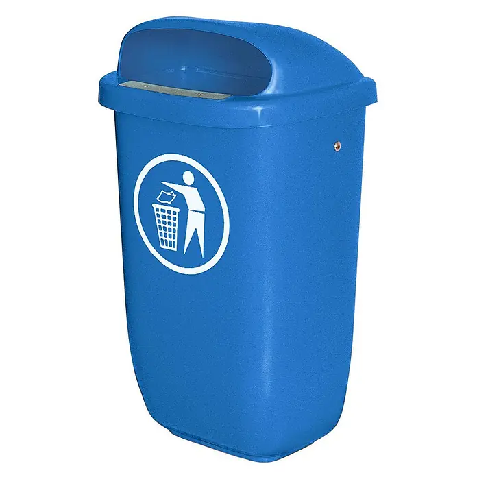 BRB Papierkorb Abfall- Behälter für den Außenbereich, Inhalt 50 Liter, blau - 50 l, Kunststoff, blau