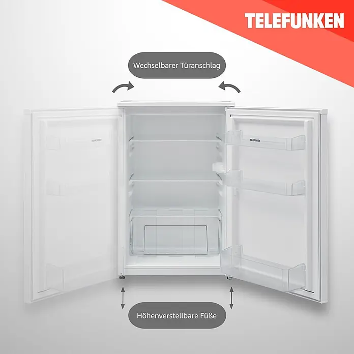 Telefunken Vollraumkühlschrank C-135-100-W - Nutzinhalt Gesamt: 135 l, 59,5 cm x 540 mm x 838 mm, Weiß