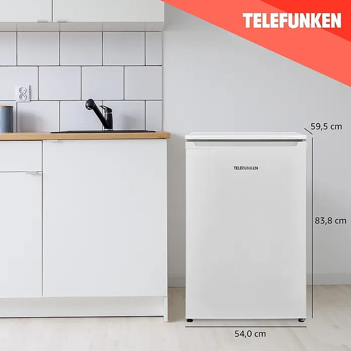 Telefunken Vollraumkühlschrank C-135-100-W - Nutzinhalt Gesamt: 135 l, 59,5 cm x 540 mm x 838 mm, Weiß