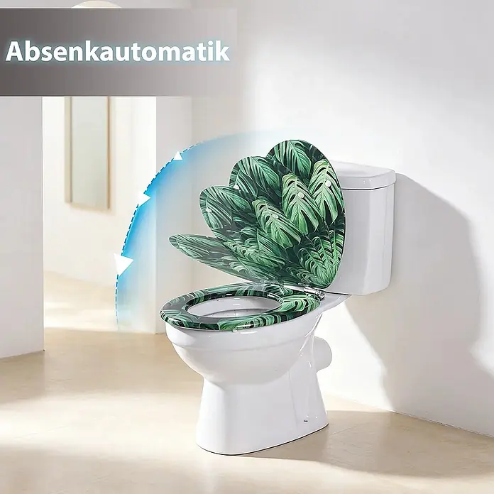 SAINOS WC-Sitz MDF WC-Sitz, Grün, Universal-O-Form, Absenkautomatik, Unten - MDF, Grün, Mit Absenkautomatik