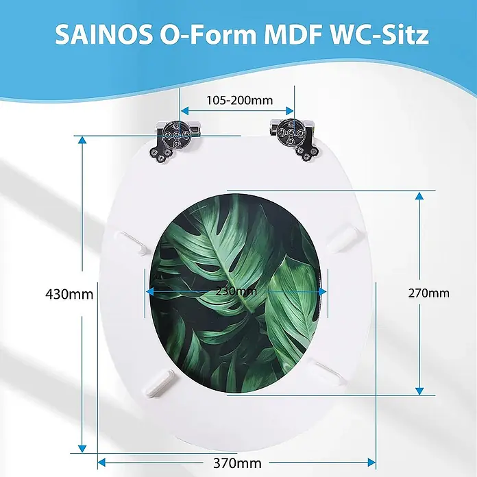SAINOS WC-Sitz MDF WC-Sitz, Grün, Universal-O-Form, Absenkautomatik, Unten - MDF, Grün, Mit Absenkautomatik