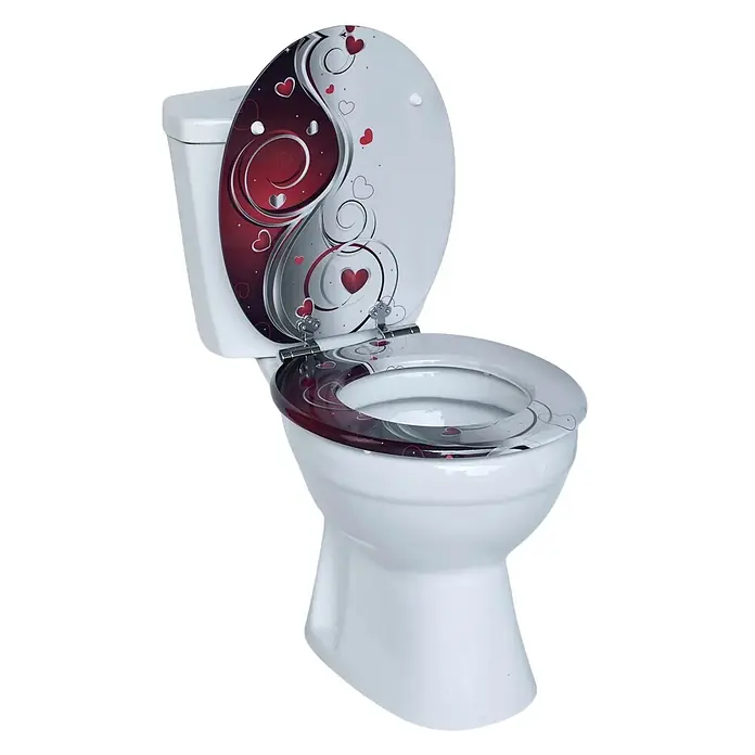 SAINOS WC-Sitz MDF WC-Sitz, Mehrfarbig, Universal-O-Form, Absenkautomatik, Unten - MDF, Mehrfarbig, Mit Absenkautomatik