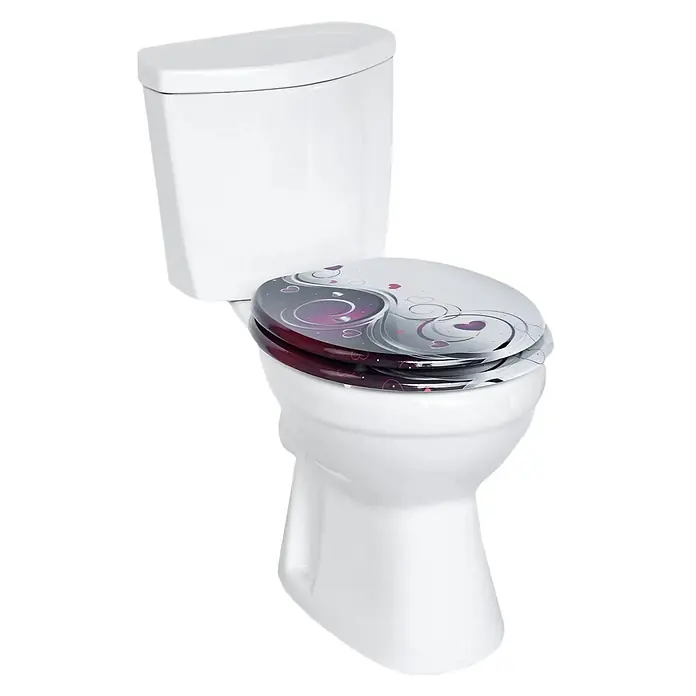 SAINOS WC-Sitz MDF WC-Sitz, Mehrfarbig, Universal-O-Form, Absenkautomatik, Unten - MDF, Mehrfarbig, Mit Absenkautomatik