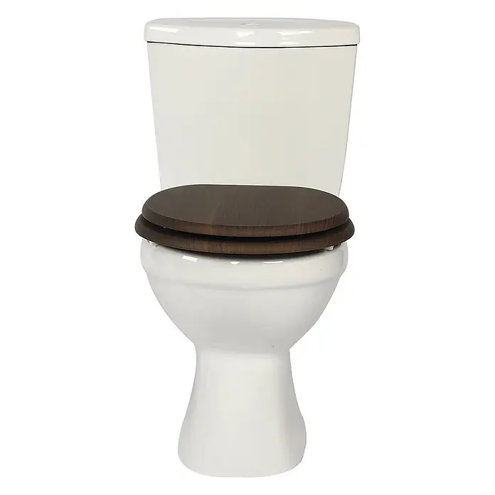 SAINOS WC-Sitz MDF WC-Sitz, Braun, Universal-O-Form, Absenkautomatik, Unten - MDF, Braun, Mit Absenkautomatik
