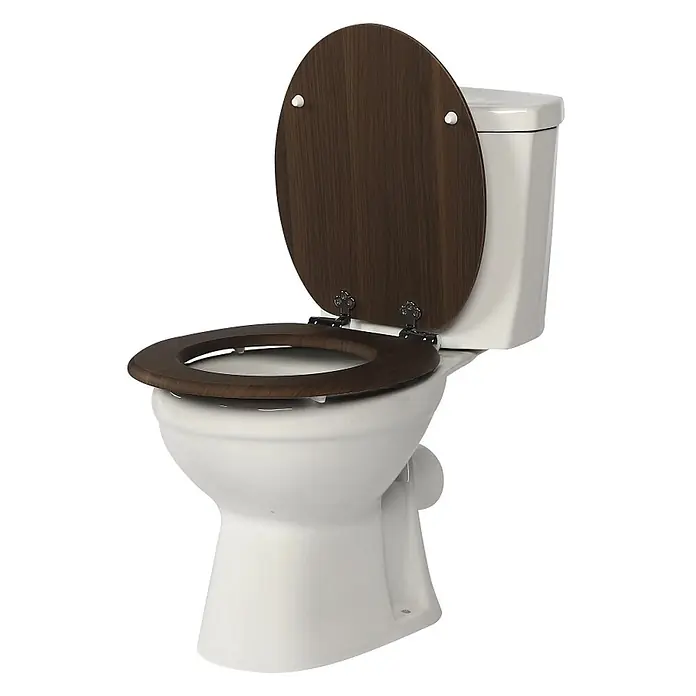 SAINOS WC-Sitz MDF WC-Sitz, Braun, Universal-O-Form, Absenkautomatik, Unten - MDF, Braun, Mit Absenkautomatik