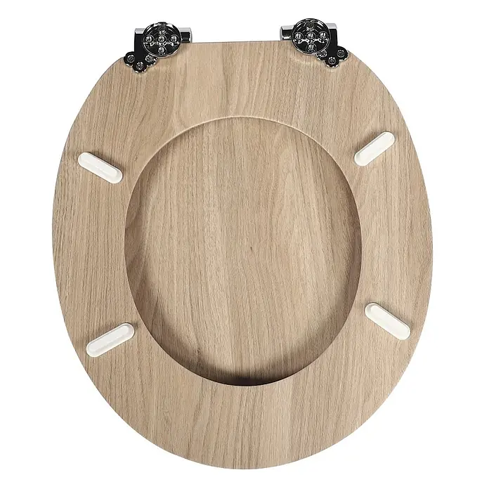 SAINOS WC-Sitz MDF WC-Sitz, Beige, Universal-O-Form, Absenkautomatik, Unten - MDF, Beige, Mit Absenkautomatik