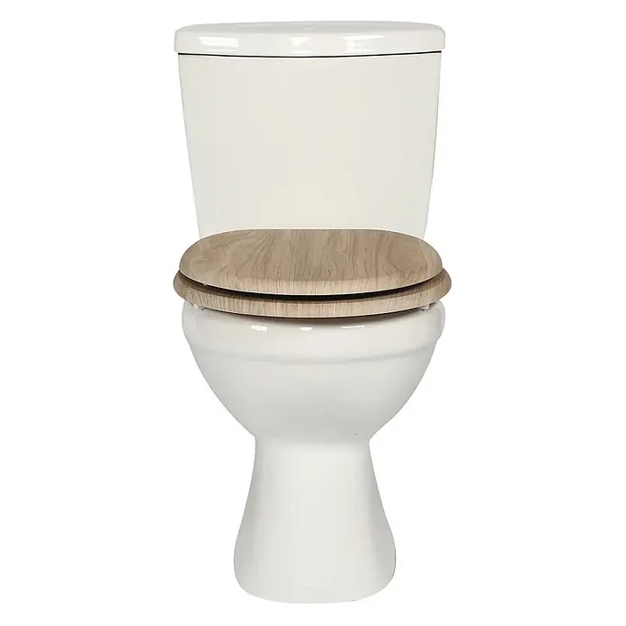 SAINOS WC-Sitz MDF WC-Sitz, Beige, Universal-O-Form, Absenkautomatik, Unten - MDF, Beige, Mit Absenkautomatik