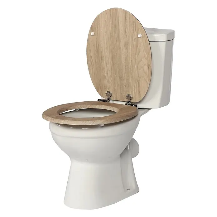 SAINOS WC-Sitz MDF WC-Sitz, Beige, Universal-O-Form, Absenkautomatik, Unten - MDF, Beige, Mit Absenkautomatik