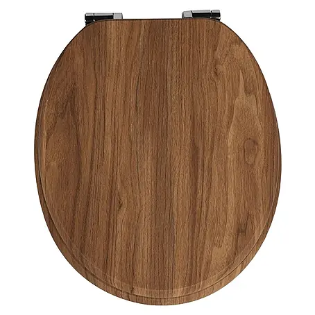 SAINOS  WC-Sitz MDF WC-Sitz, Braun Holzoptik, Universal-O-Form, Absenkautomatik, Unten