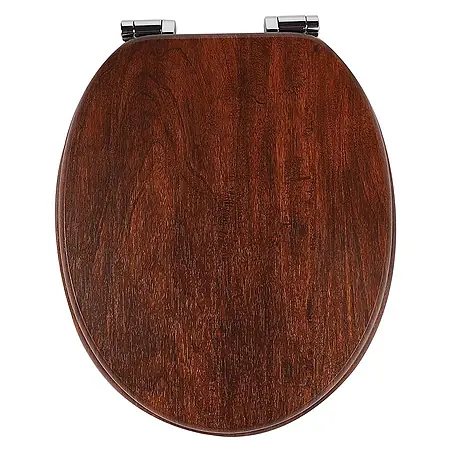 SAINOS  WC-Sitz MDF WC-Sitz, Braun Holzoptik, Universal-O-Form, Absenkautomatik, Unten
