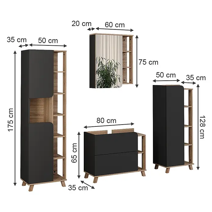 Vicco Badmöbel-Set - Anthrazit