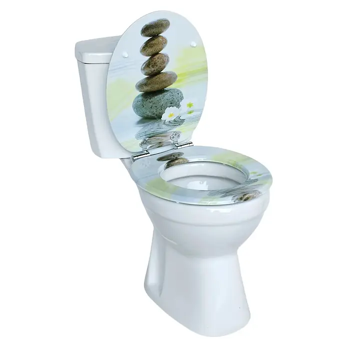 SAINOS WC-Sitz MDF WC-Sitz, Universal-O-Form, Absenkautomatik, Unten - MDF, Mehrfarbig, Mit Absenkautomatik