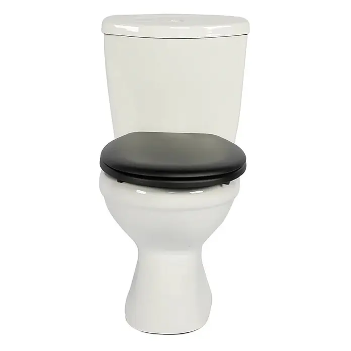 SAINOS WC-Sitz MDF WC-Sitz, Schwarz Uni, Universal-O-Form, Absenkautomatik, Unten - MDF, Schwarz, Mit Absenkautomatik