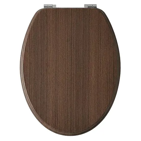 SAINOS  WC-Sitz MDF WC-Sitz, Braun Holzoptik, Universal-O-Form, Absenkautomatik, Unten