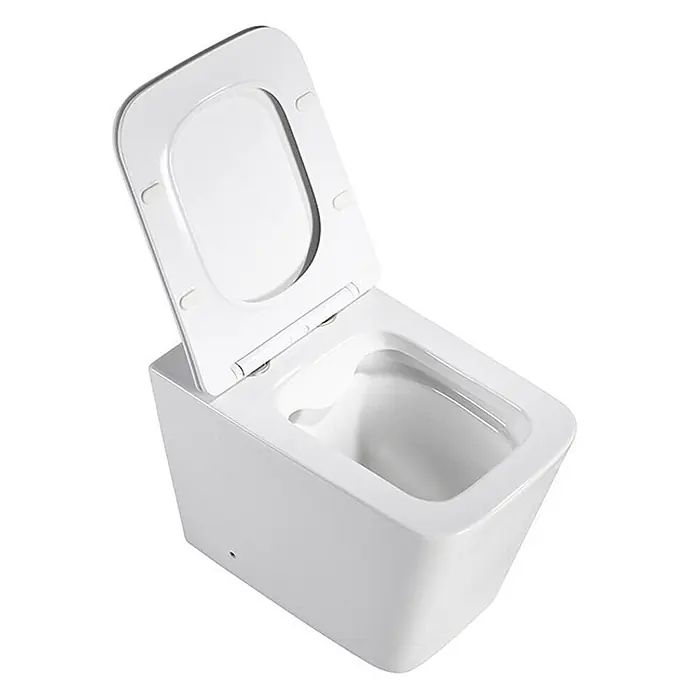 Glasdeals Stand-WC BTW-6055 spülrandlos - Spülrandlos, Ohne Spezialglasur, Spülform: Tief, WC Abgang: Waagerecht, Weiß