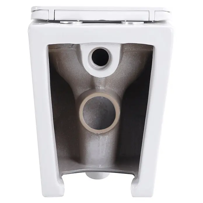 Glasdeals Stand-WC BTW-6055 spülrandlos - Spülrandlos, Ohne Spezialglasur, Spülform: Tief, WC Abgang: Waagerecht, Weiß