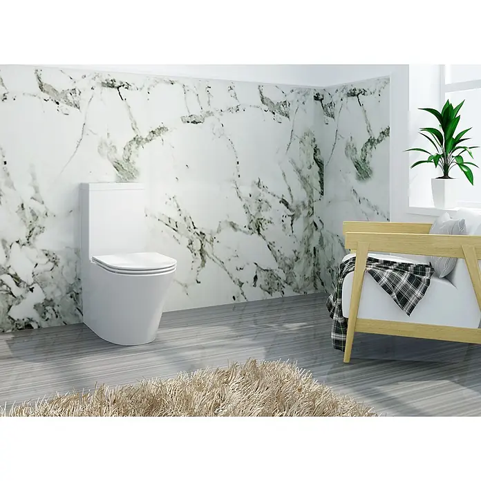 Glasdeals Stand-WC BTWS-6012 spülrandlos - Spülrandlos, Ohne Spezialglasur, Spülform: Tief, WC Abgang: Waagerecht, Weiß