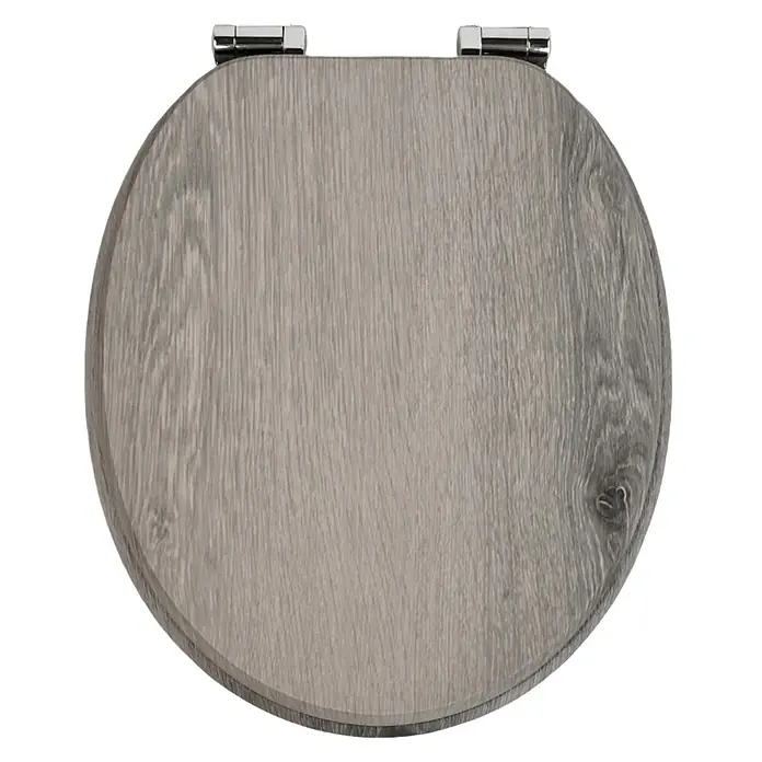 SAINOS WC-Sitz MDF WC-Sitz, Braun Holzoptik, Universal-O-Form, Absenkautomatik, Unten - MDF, Grau, Mit Absenkautomatik
