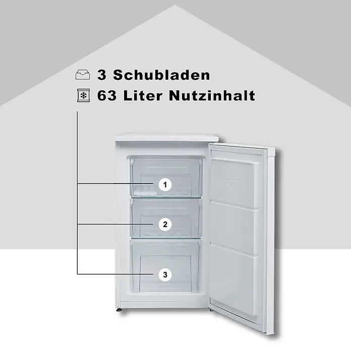 Telefunken Tiefkühlschrank CF-34-101-W - Nutzinhalt Gesamt: 63 l, 51 cm x 480 mm x 821 mm, Weiß