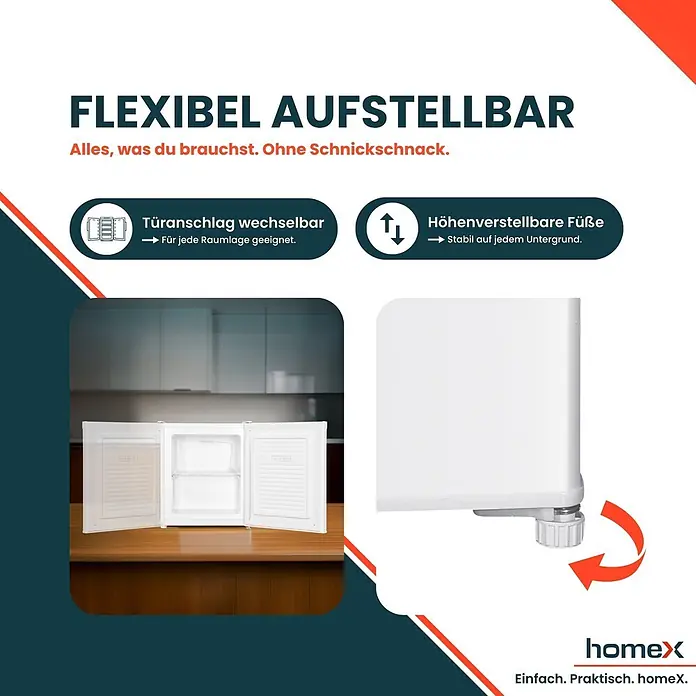 homeX Tiefkühlschrank FM1015-W - Nutzinhalt Gesamt: 33 l, 47 cm x 440 mm x 510 mm, Weiß