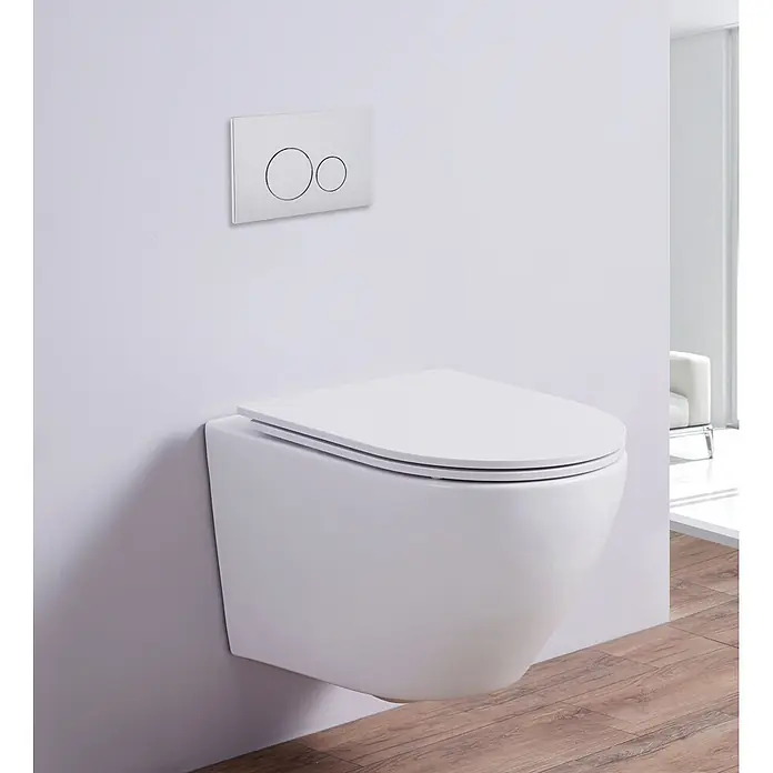 Glasdeals Wand-WC WHR-6071 spülrandlos matt-weiß - Spülrandlos, Ohne Spezialglasur, Weiß