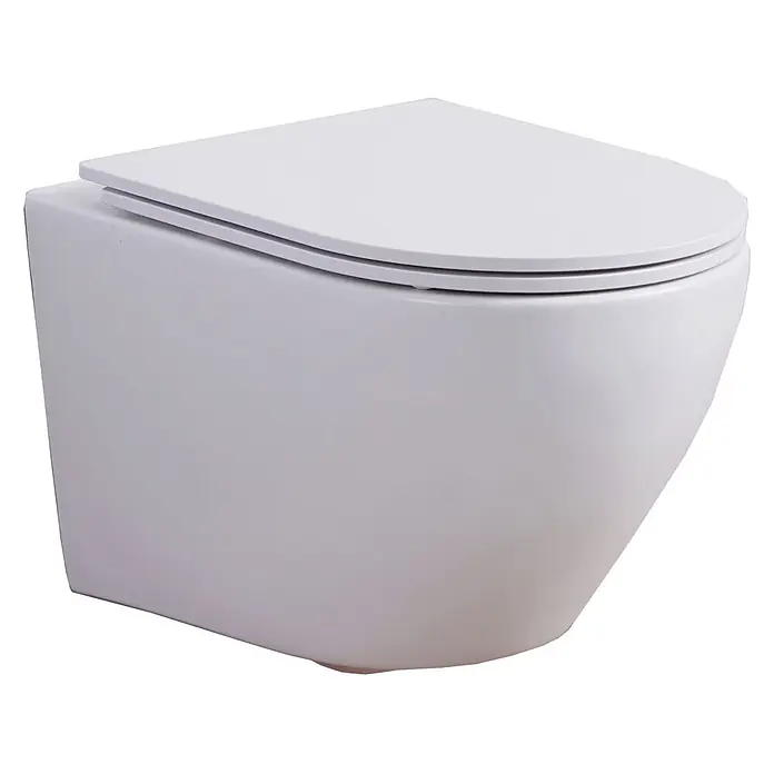Glasdeals Wand-WC WHR-6071 spülrandlos matt-weiß - Spülrandlos, Ohne Spezialglasur, Weiß