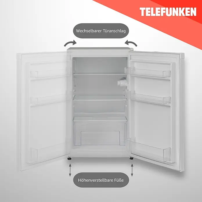 Telefunken Vollraumkühlschrank CF-31-121-W - Nutzinhalt Gesamt: 90 l, 50 cm x 480 mm x 830 mm, Weiß