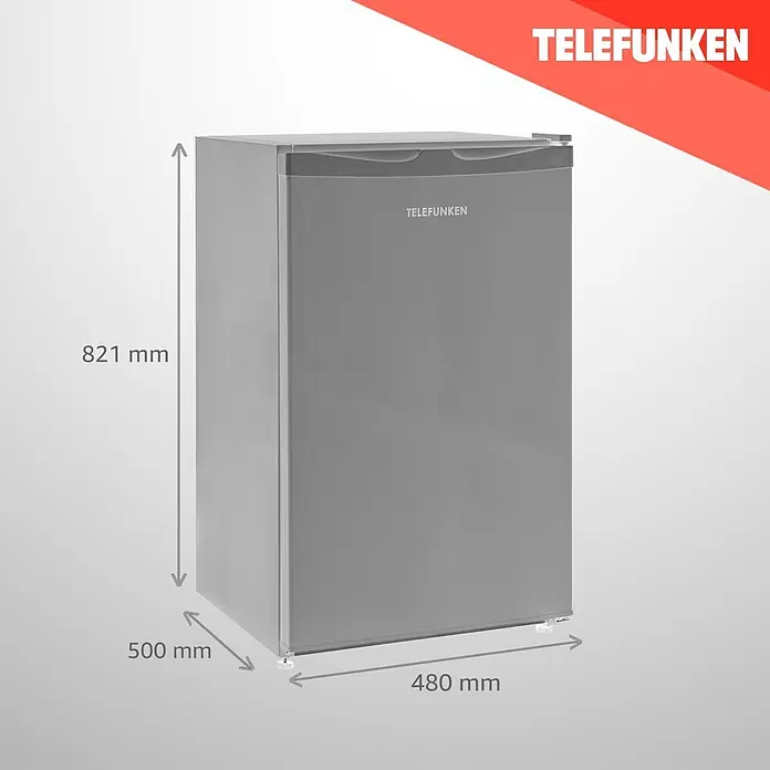 Telefunken Vollraumkühlschrank CF-31-121-S - Nutzinhalt Gesamt: 90 l, 50 cm x 480 mm x 830 mm, Silber