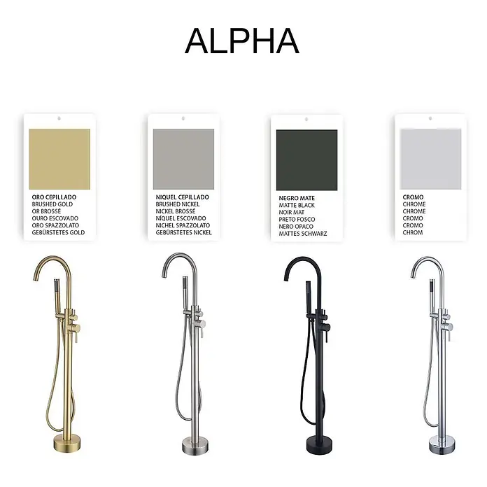 Poalgi Badewannenstandarmatur ALPHA - Höhe: 117,5 cm, Chrom, Glänzend
