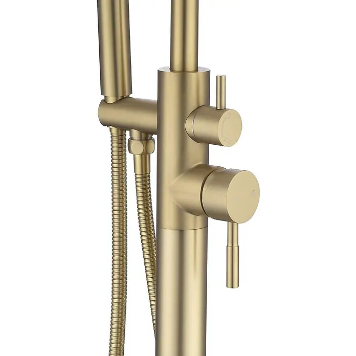 Poalgi Badewannenstandarmatur ALPHA - Höhe: 117,5 cm, Gebürstetes Gold, Seidenmatt