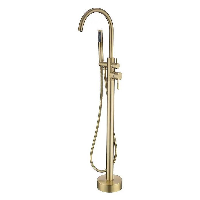 Poalgi Badewannenstandarmatur ALPHA - Höhe: 117,5 cm, Gebürstetes Gold, Seidenmatt