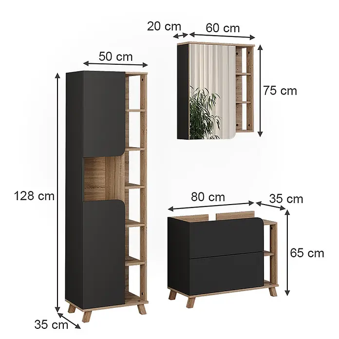 Vicco Badmöbel-Set - Anthrazit