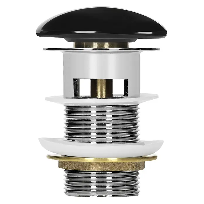 LuxeBath Standventil Universal Schwarzglänzend Keramikdeckel mit Überlauf - Schwarzglänzend