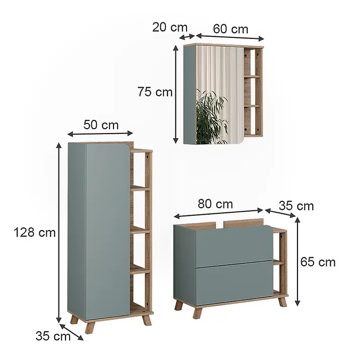 Vicco Badmöbel-Set - Blau, Matt
