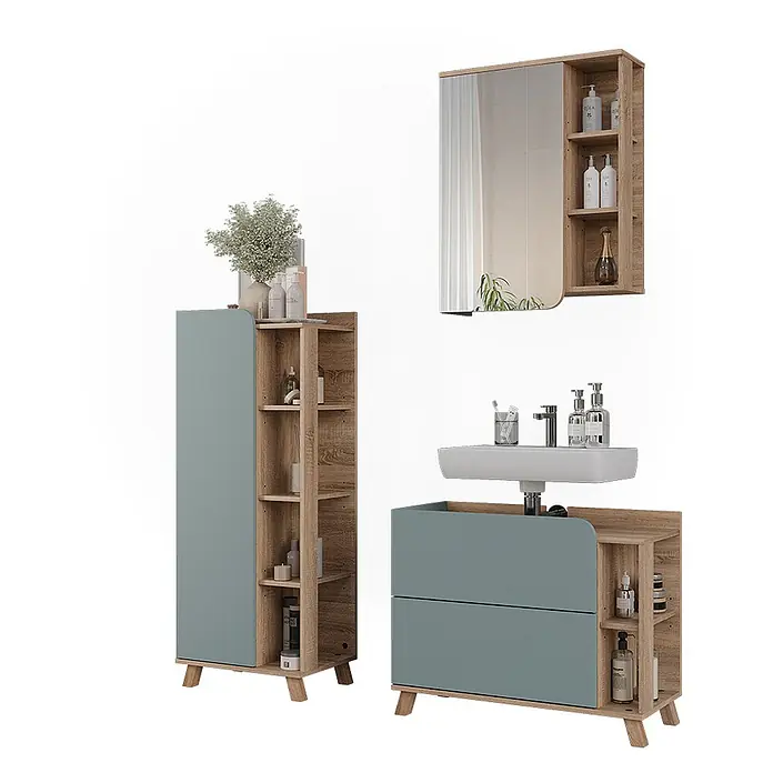 Vicco Badmöbel-Set - Blau, Matt