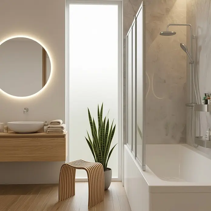 Interpromo Badewannenaufsatz 3-teilig ESG-Glas 127 x 140 cm faltbar Alunatur - B x H: 127 x 140 cm, 3 Stk., Alu-Natur