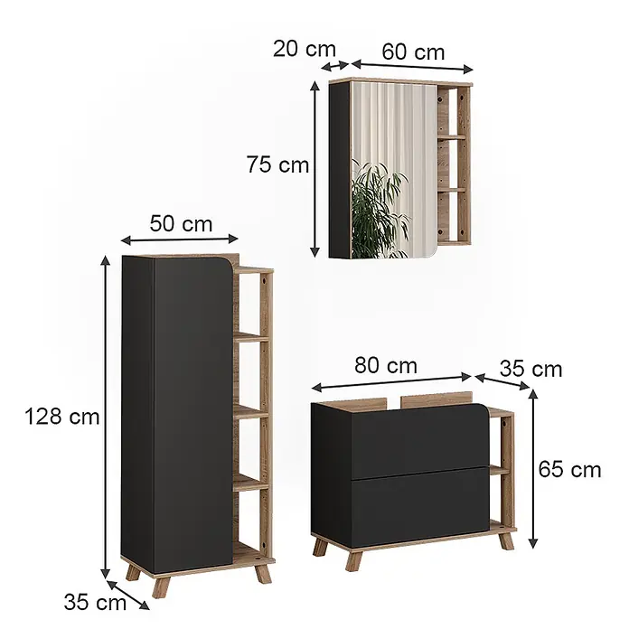 Vicco Badmöbel-Set - Anthrazit, Matt