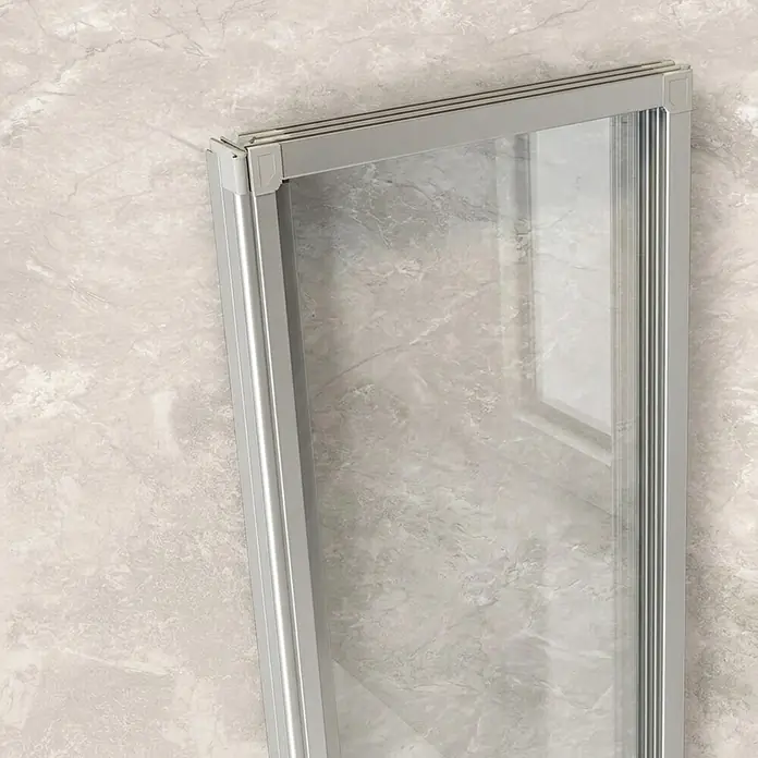 Interpromo Badewannenaufsatz 3-teilig ESG-Glas 127 x 140 cm faltbar Alunatur - B x H: 127 x 140 cm, 3 Stk., Alu-Natur