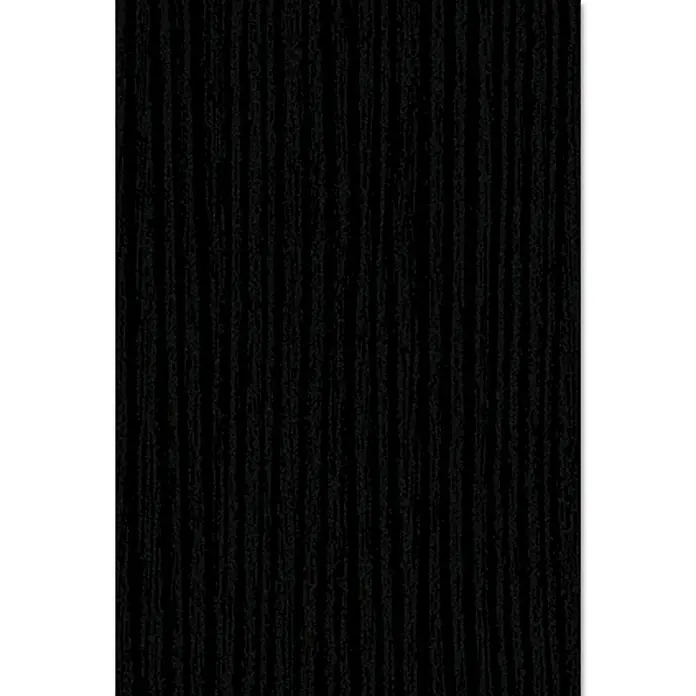 Spanplatte nach Maß I - Stärke: 16 mm, L x B: 280 x 207 cm, Esche Schwarz - Schwarze vertikale Holzstruktur mit feinen Linien und einem eleganten, modernen Erscheinungsbild für Möbel und Innenausbau.