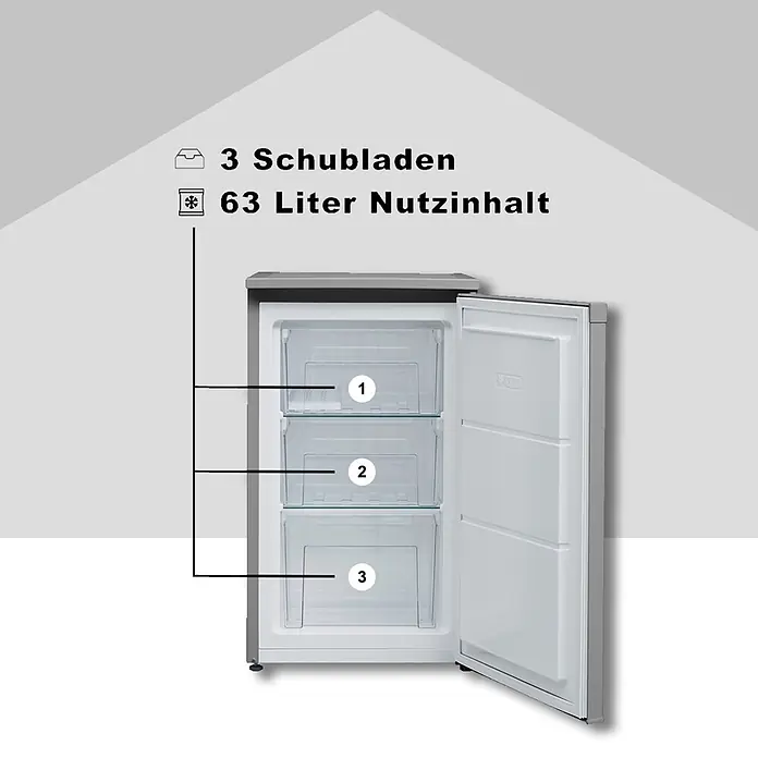 Telefunken Tiefkühlschrank CF-34-101-S - Nutzinhalt Gesamt: 63 l, 51 cm x 480 mm x 821 mm, Silber