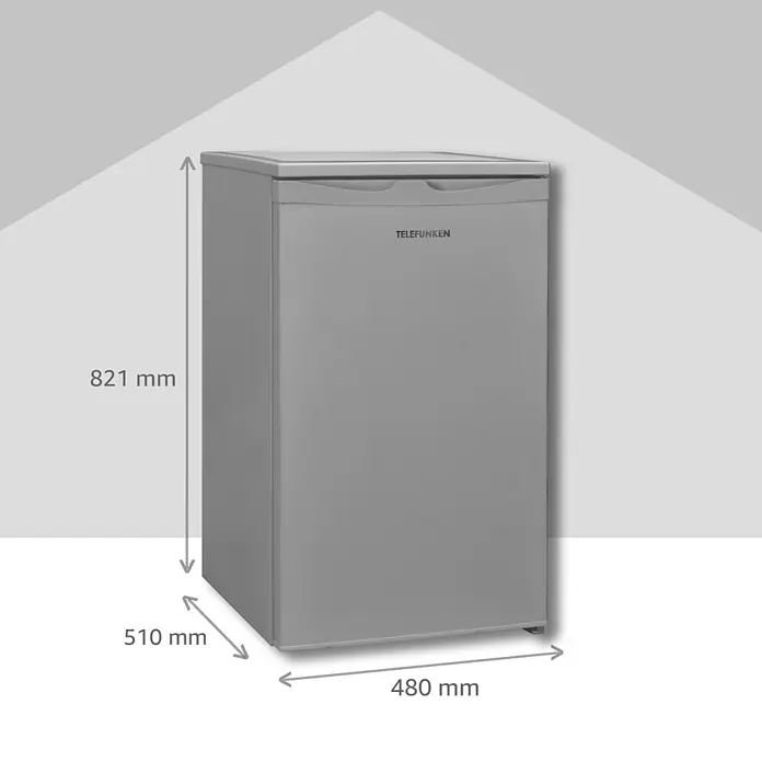 Telefunken Tiefkühlschrank CF-34-101-S - Nutzinhalt Gesamt: 63 l, 51 cm x 480 mm x 821 mm, Silber