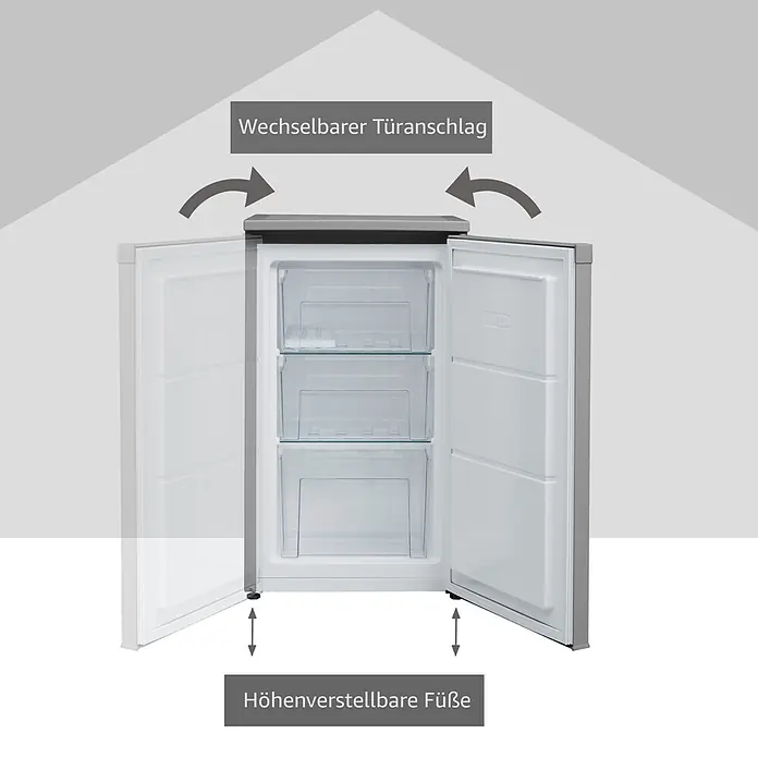 Telefunken Tiefkühlschrank CF-34-101-S - Nutzinhalt Gesamt: 63 l, 51 cm x 480 mm x 821 mm, Silber