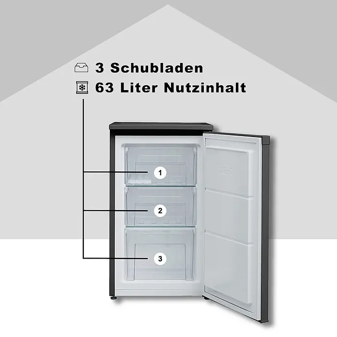 Telefunken Tiefkühlschrank CF-34-101-B - Nutzinhalt Gesamt: 63 l, 51 cm x 480 mm x 821 mm, Schwarz