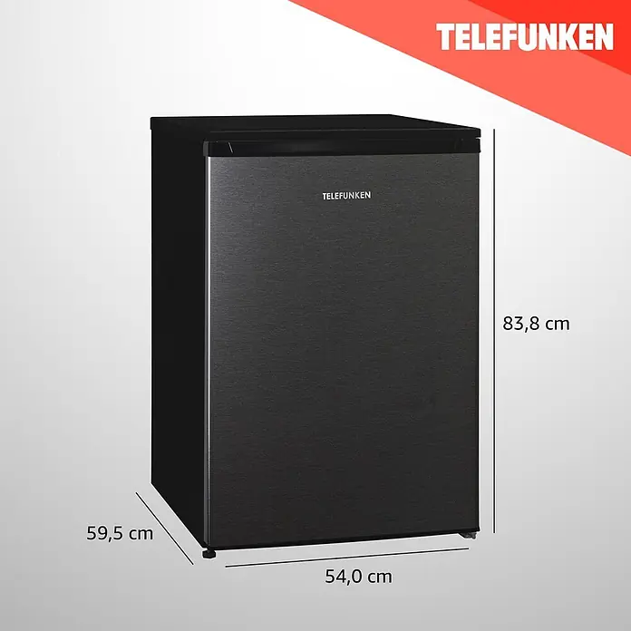 Telefunken Vollraumkühlschrank C-135-100-DI - Nutzinhalt Gesamt: 135 l, 59,5 cm x 540 mm x 838 mm, Schwarz